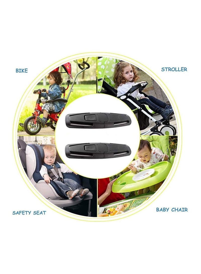 SYOSI Car Safety Seat Strap Belt Lock Baby Child Harness Chest Clip Safe Buckle Black 2Pcs - Image 3