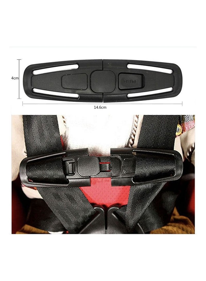 SYOSI Car Safety Seat Strap Belt Lock Baby Child Harness Chest Clip Safe Buckle Black 2Pcs - Image 2