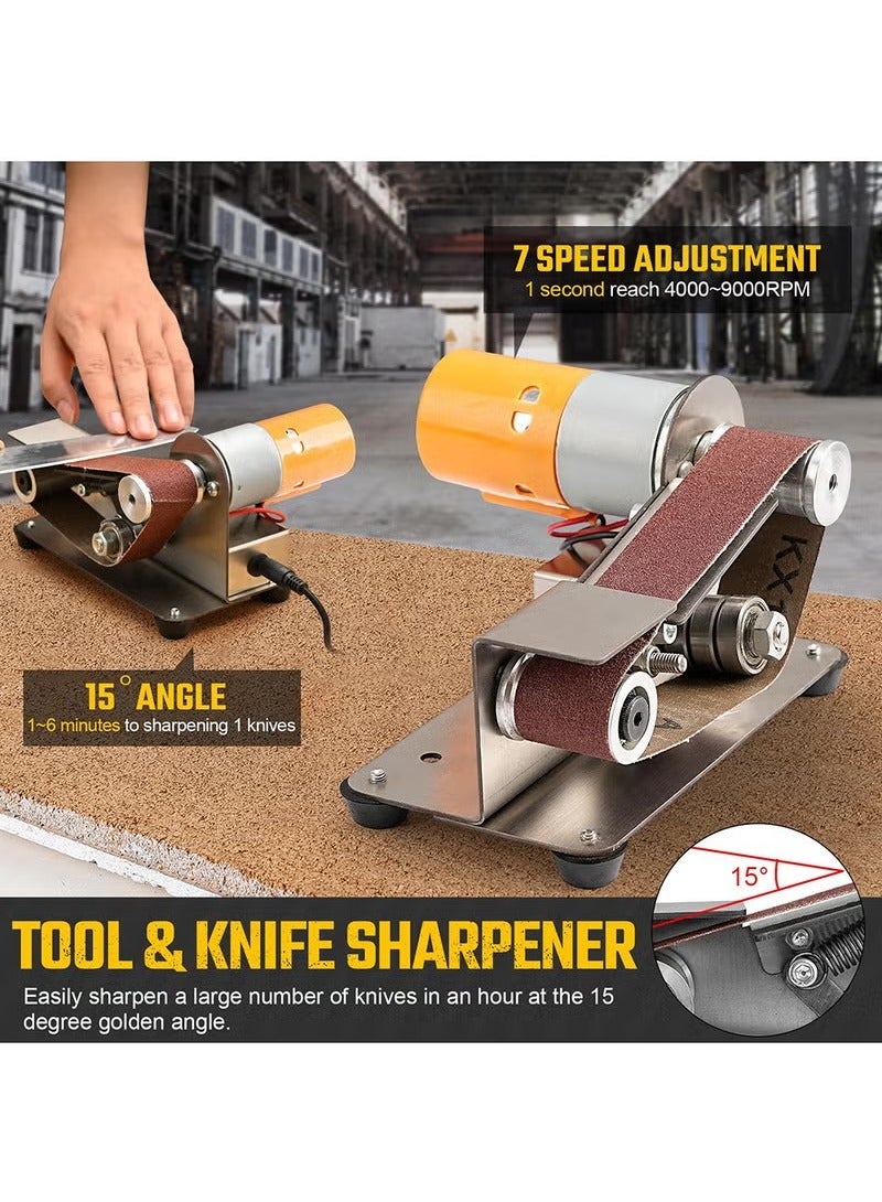 Mini Belt Sanding Machine 7 Speed Adjustable Bench Belt Sander Portable Sanding Machine Kit For Metal Wood DIY Handcraft Tool Sharpening - Image 5