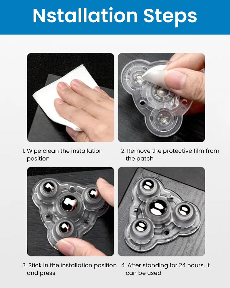 Serplex 4Pcs Self Adhesive Caster Wheels for Furniture Wheels for Small Appliances 24 Inch Steel Swivel Universal Wheel Load Capacity 100KG Per 4 Wheels Appliance Rollers - Image 4