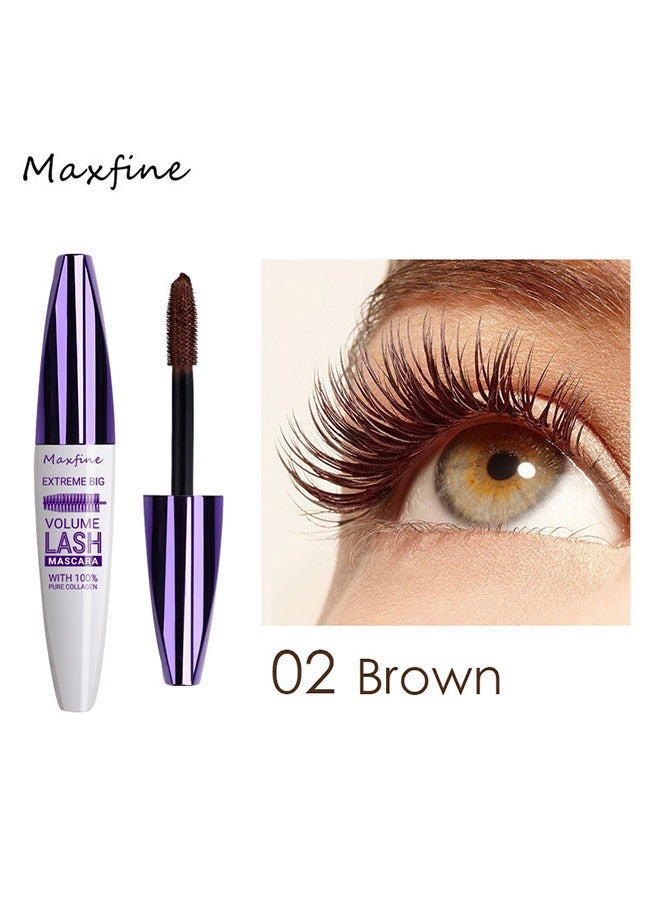 Maxfine 5D Brown Mascara Primer for Eyelashes Set, Super Volume Curly Thick Waterproof Non-Smudged Long lasting Charming Voluminous Lash for Women  - Image 1