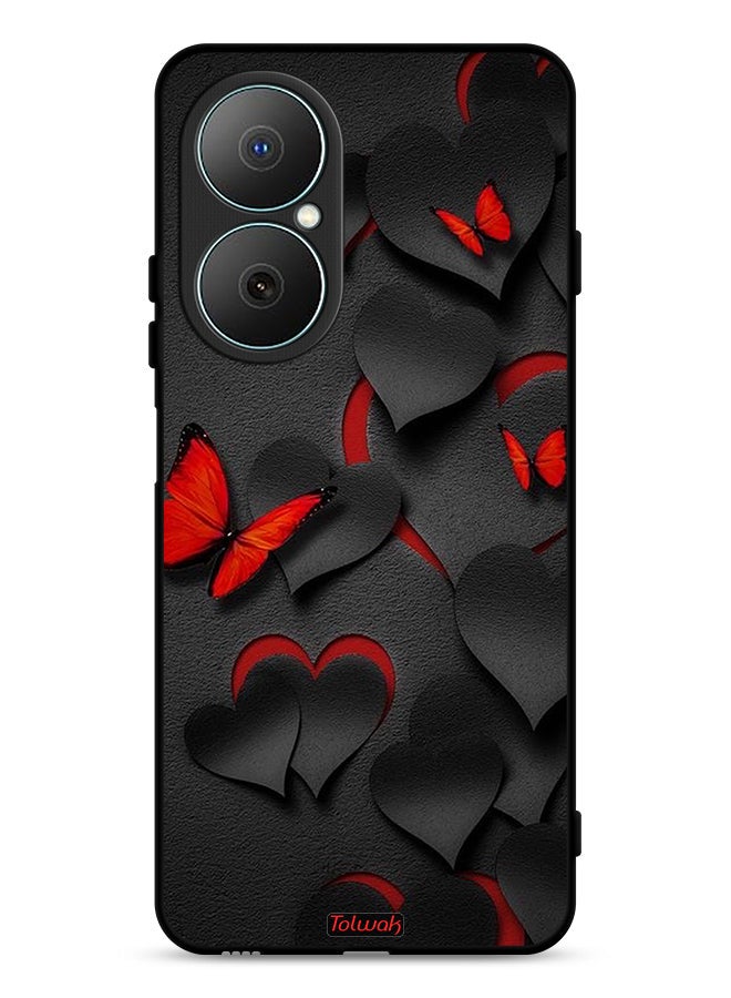 Tolwak Huawei Nova Y73 Protective Case Cover Hearts And Butterflies Pattern