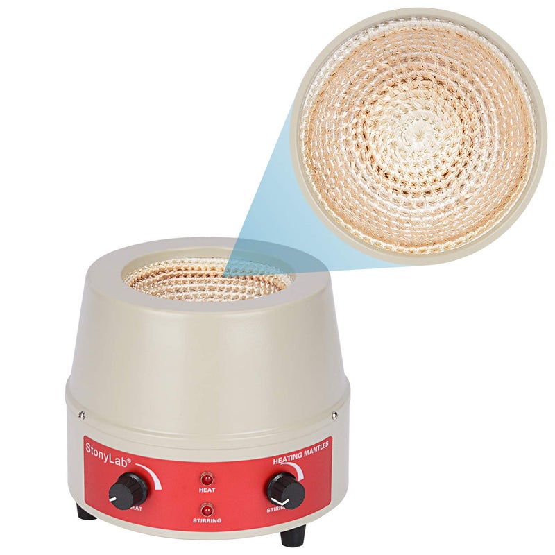 stonylab stonylab Heating Mantle, Heating and Stirring Electromantles Electrothermal Lab Heating Mantle with Magnetic Stirrer 0-1600 RPM Temperature Control 110V/450℃ 250W - 500 ml  - Image 3