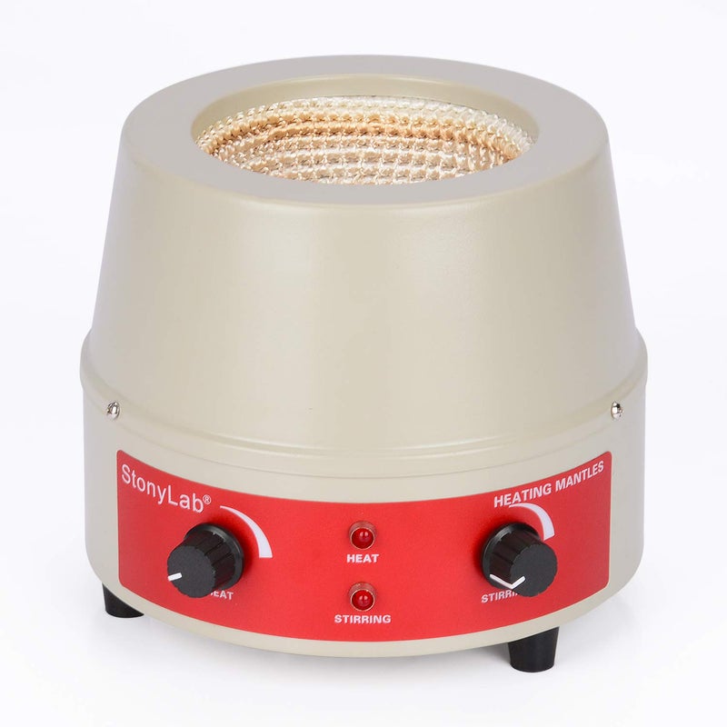 stonylab stonylab Heating Mantle, Heating and Stirring Electromantles Electrothermal Lab Heating Mantle with Magnetic Stirrer 0-1600 RPM Temperature Control 110V/450℃ 250W - 500 ml  - Image 1