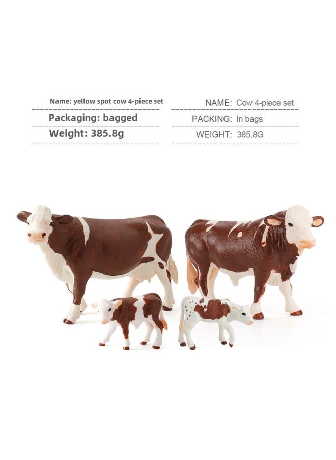 Realistic Animal Plant Simulation Models Toy For Children's Play-Color:Macular Cow 4-piece Set 385.8g  - Image 1