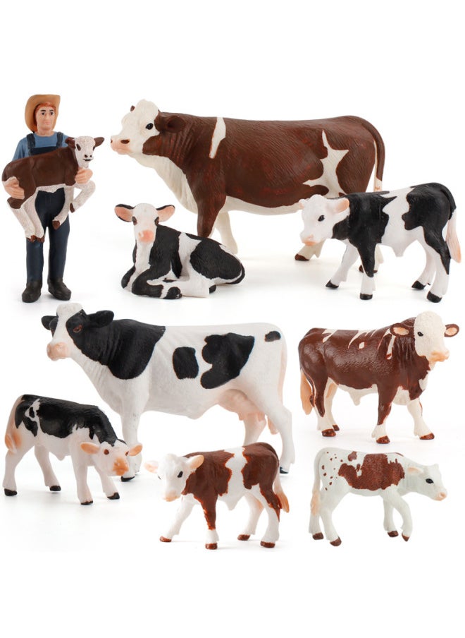 Realistic Animal Plant Simulation Models Toy For Children's Play-Color:Macular Cow 4-piece Set 385.8g  - Image 2