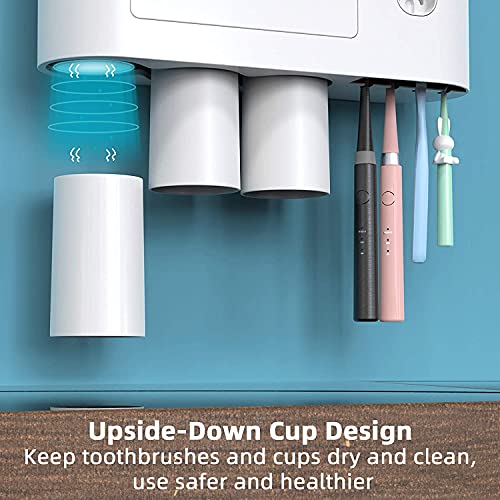 tgopit Toothbrush Holder Wall Mounted, Automatic Toothpaste Dispenser Squeezer Kit with Holders for Bathroom-Shelf Magnetic Cups Toothpaste Holder Drawer Organizer Space Saver Easy to Clean - Image 3