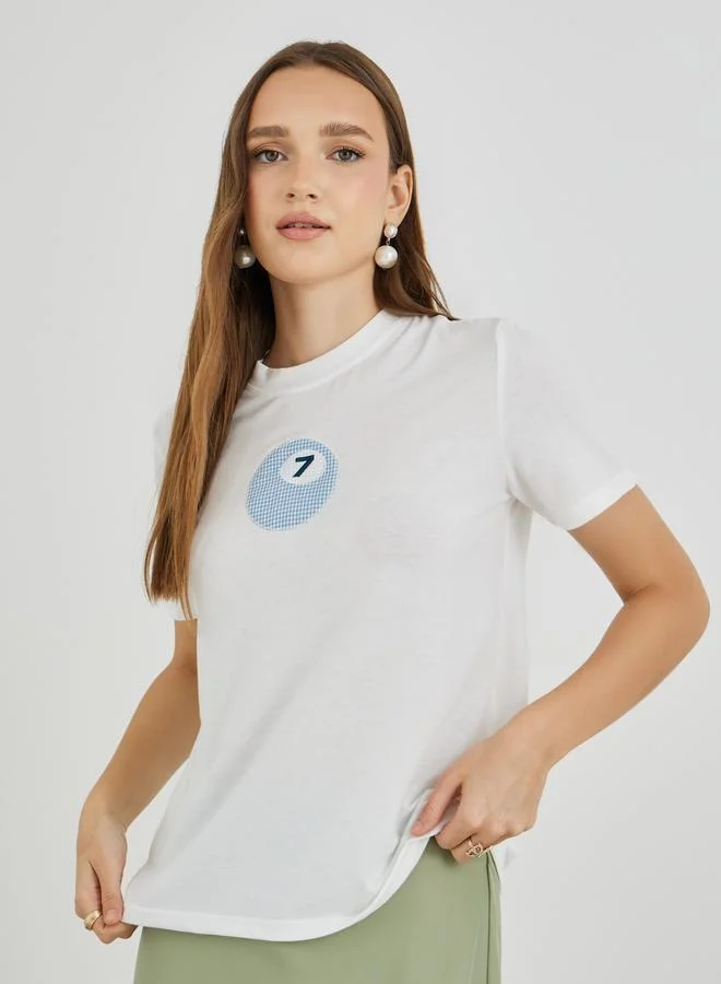 Take Two Take Two Embroidered Round Neck T-Shirt