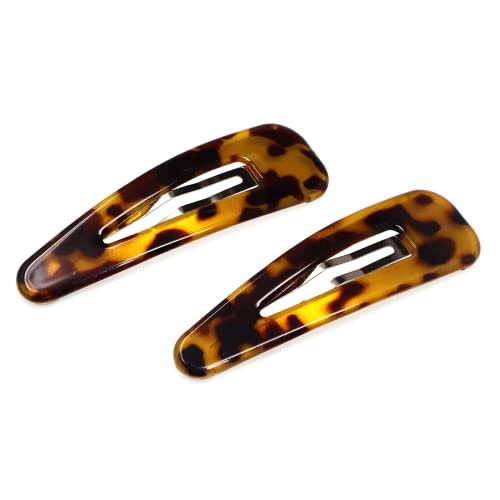 Parcelona French Clic Clac Savana Extra Large 3 Â¼â€ Celluloid Acetate Set of 2 Snap Hair Clip Pins for Women and Girls - Image 1