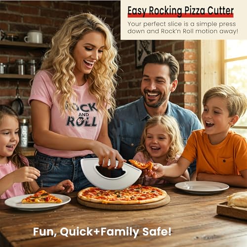 Smartwares Rock'n Roll Pizza Cutter, Plastic, Non-Stick, Rocking, 9 inch, Made in USA, White - Image 2