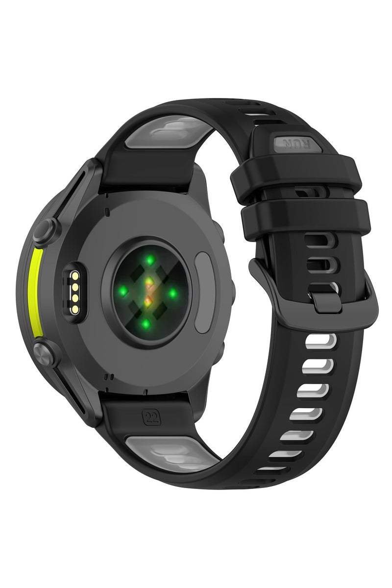 Band for Garmin Forerunner 970/Forerunner965/Forerunner965 SmartWatch Replacement Band,Soft Silicone Strap,Replacement Strap 22mm (Black-Grey) - Image 4