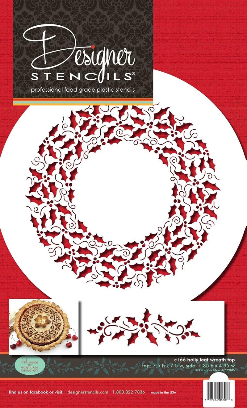 Designer Stencils C166 Holly Ring and Side Cake Stencil, Beige/semi-transparent - Image 4