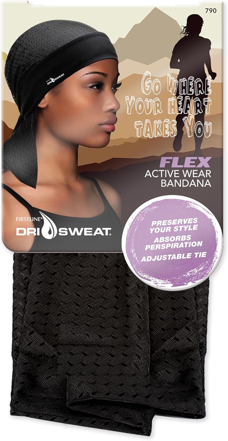 Dri Sweat Flex Active Wear Mesh Bandana , Black, 0.2 x 6.5 x 5 inches - Image 1