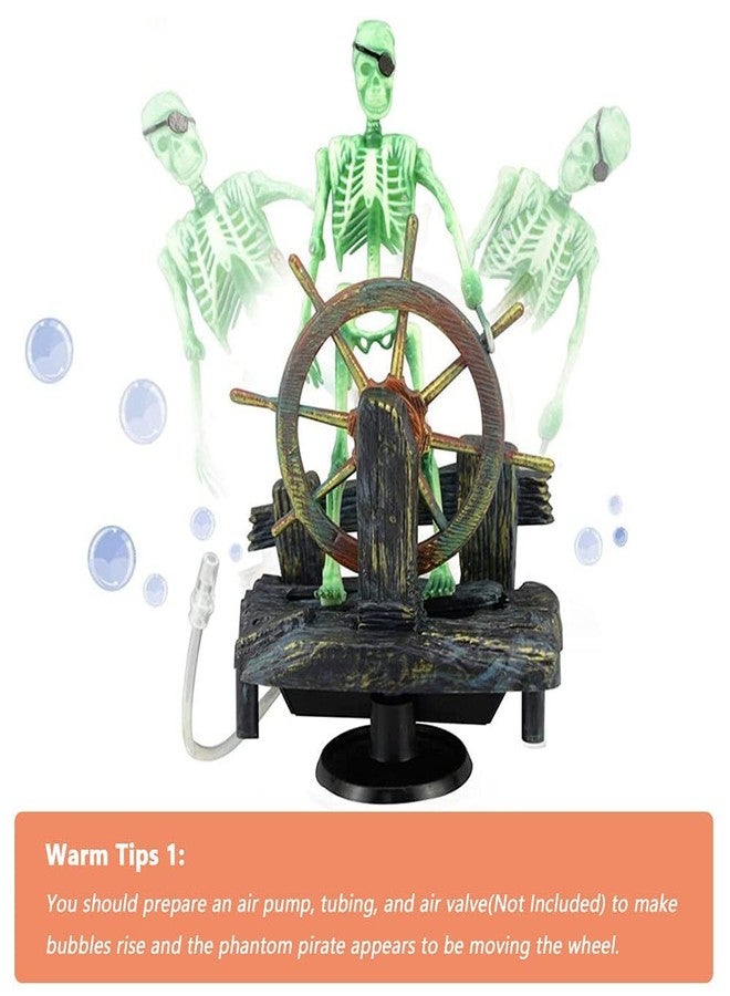 Mesee Aquarium Pirate Captain Decoration, Skeleton Seaman Landscape Fish Tank Decor, Undersea Air-driven Aquatic Ornament Decorations for Home Fishing Tank/Arts Crafts/Decorating - Image 5