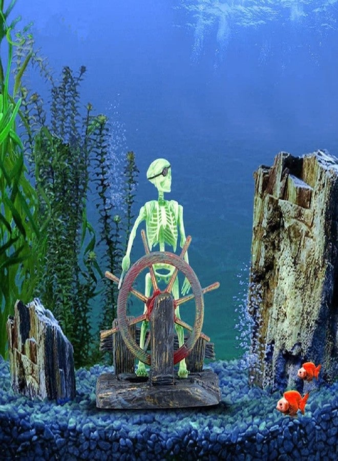 Mesee Aquarium Pirate Captain Decoration, Skeleton Seaman Landscape Fish Tank Decor, Undersea Air-driven Aquatic Ornament Decorations for Home Fishing Tank/Arts Crafts/Decorating - Image 2