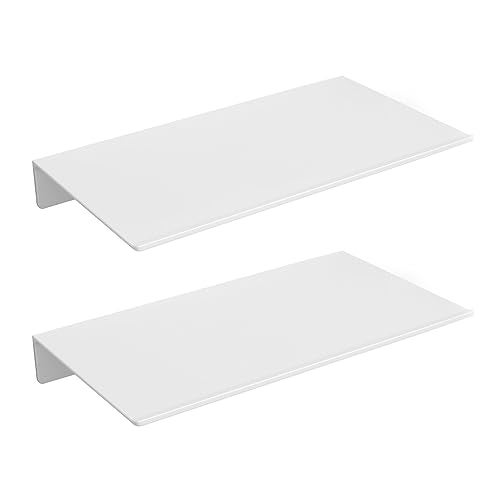 Danpoo White Floating Shelves for Wall Storage Metal Wall Shelves for Bedroom Living Room Kitchen Small Bathroom Shelves Wall Mount 8 Mini Display Shelf for Collectibles2 PCS