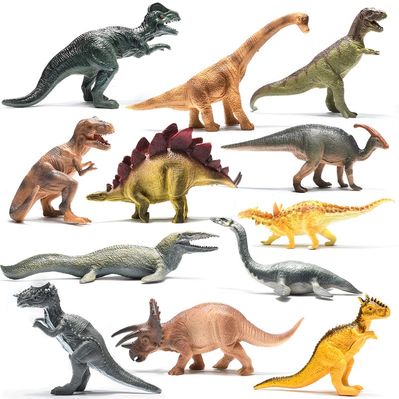 PREXTEX 10'' Dinosaurs - Assorted Plastic Dinosaur Toys for Kids 3-5+ Includes T-Rex and More - Image 1