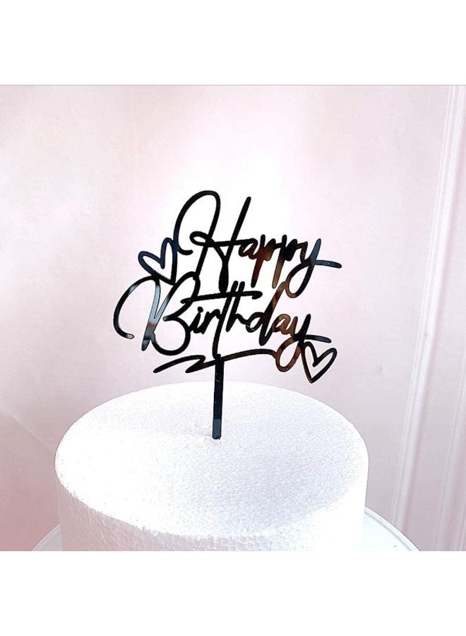 TPGP Happy Birthday Cake Toppers Elegant Script Calligraphy Decoration UK Acrylic (GOLD)  - Image 3