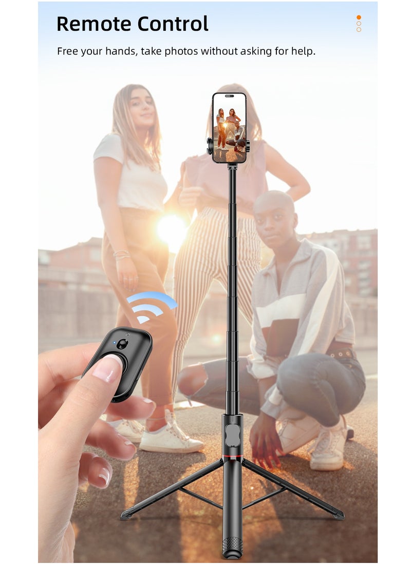 Generic - All-in-One Hidden Design Multi-Functional Stable Tripod Selfie Stick  1.84m（72.05inch）with Rechargeable Bluetooth Remote, Compatible with iPhone and Android Smartphones, Perfect for Travel, Vlog, Video and Photo - Image 1
