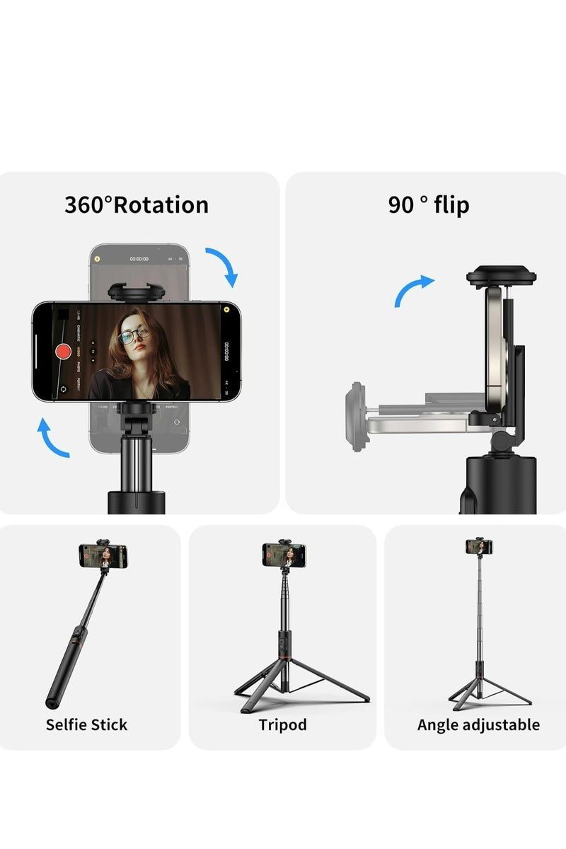 72"All-in-One Hidden Design Multi-Functional Stable Tripod Selfie Stick   with Rechargeable Bluetooth Remote, Compatible with iPhone and Android Smartphones, Perfect for Travel, Vlog, Video and Photo  - Image 4