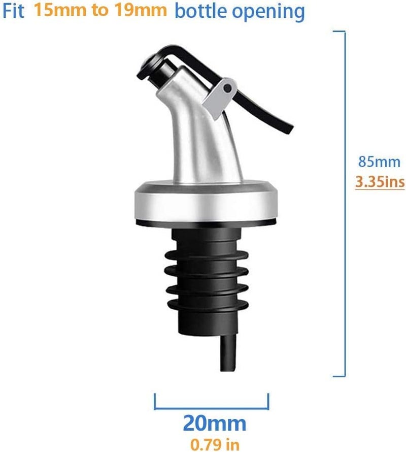 Winkelen Plastic Oil Bottle Caps Only, Olive Oil Bottle Dispenser with Leakproof Nozzle for Olive Oil, Wine, Vinegar, Soy Sauce, Oil Bottle Dispenser Kitchen Tools (Pack of 3) (Silver&Black) - Image 4