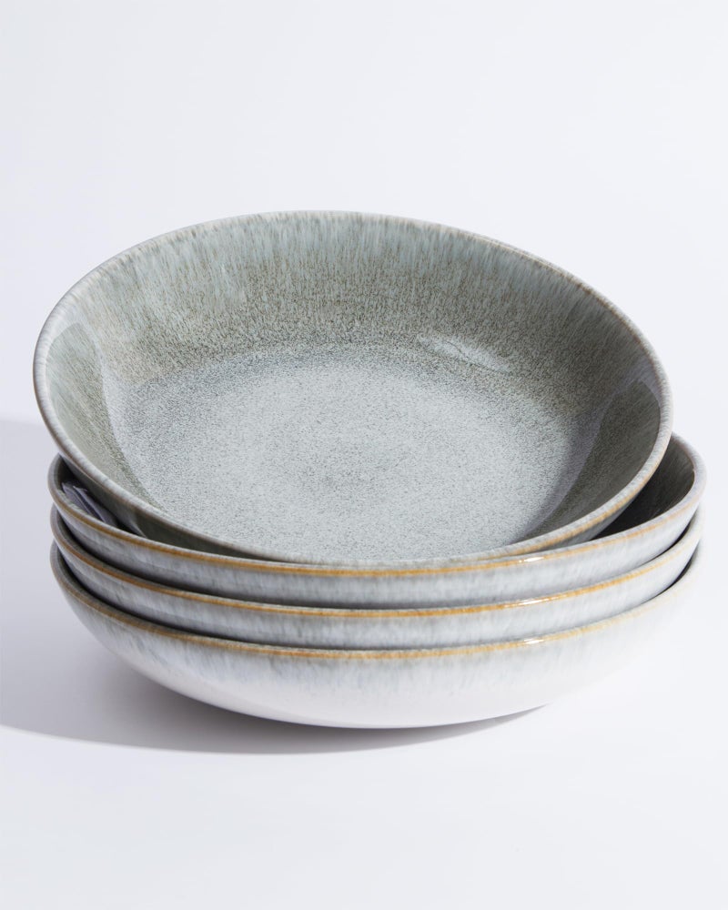 Pokini Pasta Bowls of 4, 32 Oz Salad Bowls Soup Bowls, Large Pasta Serving Bowl Porcelain Pasta Plates, Wide and Deep Bowls Set Microwave & Dishwasher Safe-Gradient Green - Image 1