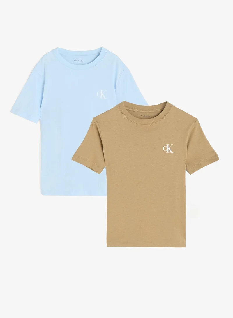 Calvin Klein Jeans F&T 17-1038 TCX TIGERS EYE 2-Pack Monogram Logo T-Shirts for Men | Best Price UAE