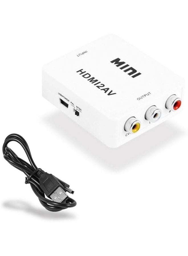 صندوق محول فيديو HDMI2AV صغير يدعم مخارج NTSC وPAL للـHD من HDMI إلى AV/CVBS L/R أبيض - Image 4