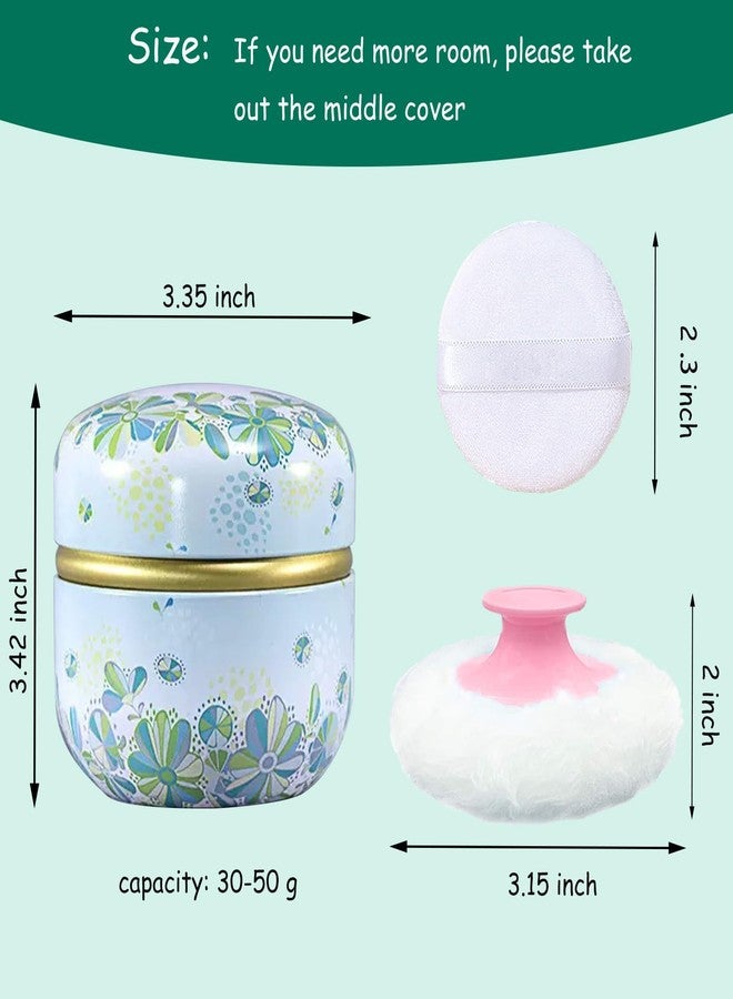 Qopoto Body Powder Puff and Container for Dusting Powder, Women Powder Puff and Powder Case for Bath and Travel (Light Green) - Image 3
