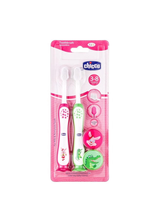 Chicco Toothbrush Set Pink + Green 3Y-8Y - Image 2