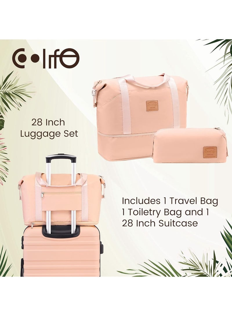 Coollife 5-Piece Travel Bags with TSA Approved Lock, Lightweight Hard Shell Luggage Suitcase Set PINK - Image 2