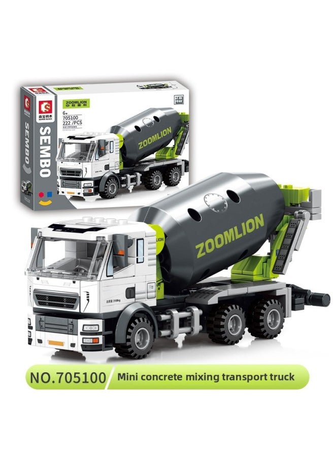 Senbao 705100-3 Zoomlian Heavy Branch Mixing and Transport Lifting Excavator Boy تجميعها لعبة مكعبات البناء 6 ألوان: 705100 شاحنة خلط الخرسانة الصغيرة 222 جسيم 19.1*6.3*8.7 سم-المواصفات: 21.5*24*28.5 سم