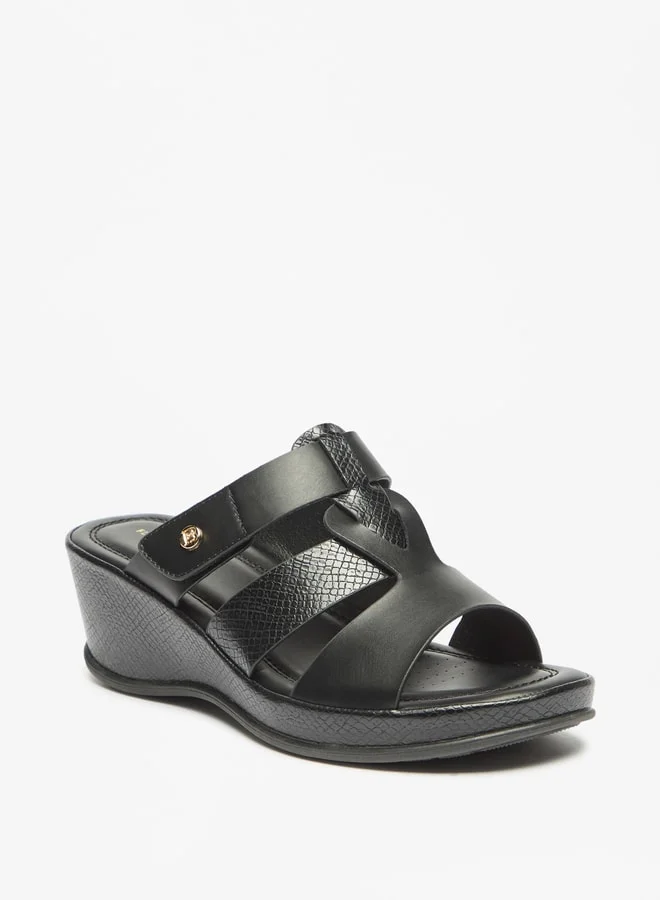 Flora Bella By Shoexpress Women's Textured Slide Sandal With Wedge Heels