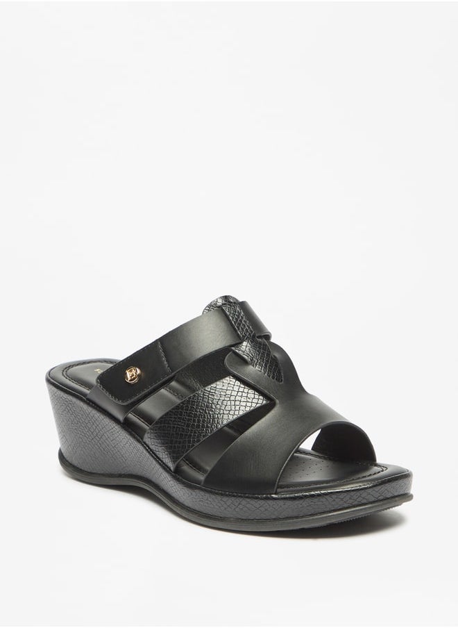 Flora Bella By Shoexpress - Women's Textured Slide Sandal With Wedge Heels - Image 1