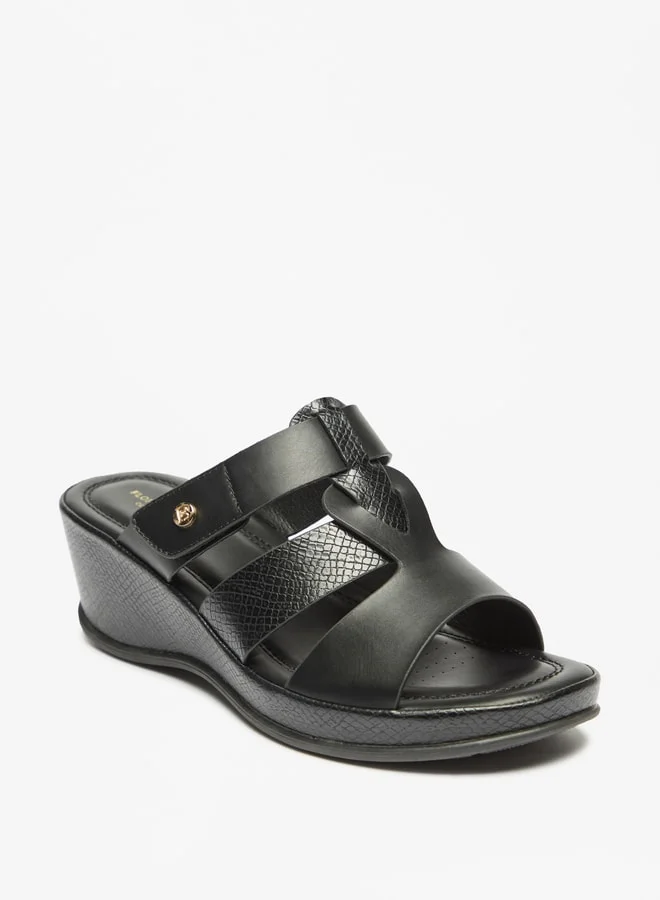 Flora Bella By Shoexpress Women's Textured Slide Sandal With Wedge Heels