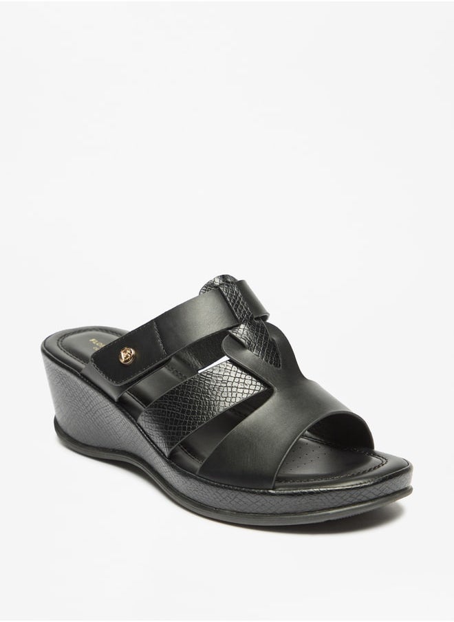 Flora Bella By Shoexpress - Women's Textured Slide Sandal With Wedge Heels - Image 1