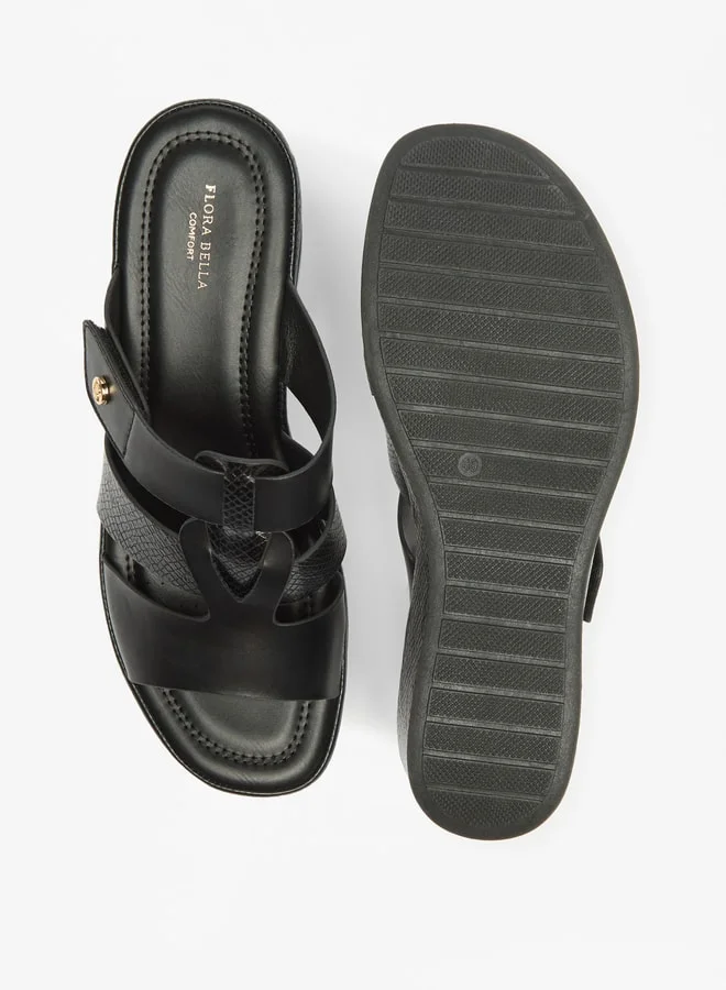 Flora Bella By Shoexpress Women's Textured Slide Sandal With Wedge Heels