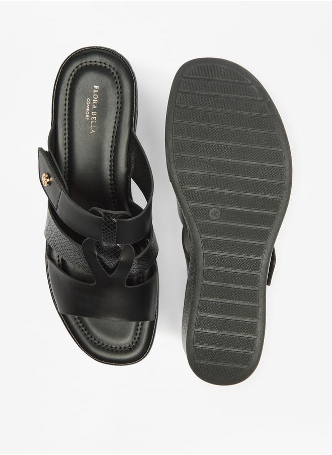 Flora Bella By Shoexpress - Women's Textured Slide Sandal With Wedge Heels - Image 1