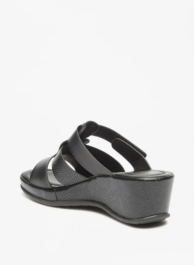 Flora Bella By Shoexpress Women's Textured Slide Sandal With Wedge Heels