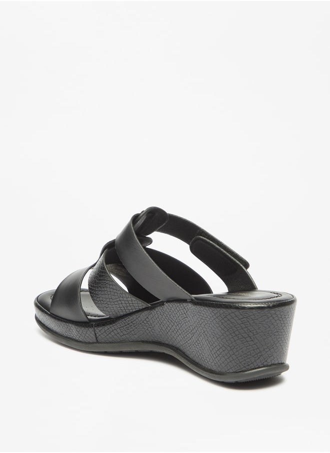 Flora Bella By Shoexpress - Women's Textured Slide Sandal With Wedge Heels - Image 1