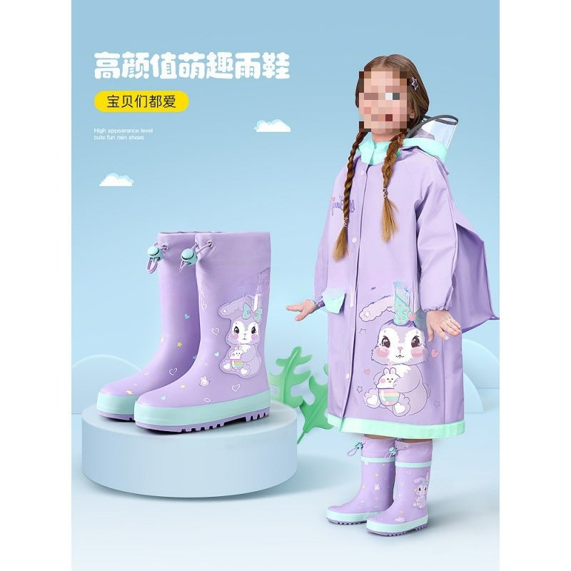 Children'S Rain Boots Waterproof And Non-Slip Boys And Girls Rainy Day Water Shoes For Small And Medium-Sized Kidsren Student Rain Boots Baby Rubber Shoes Overshoes - Image 3