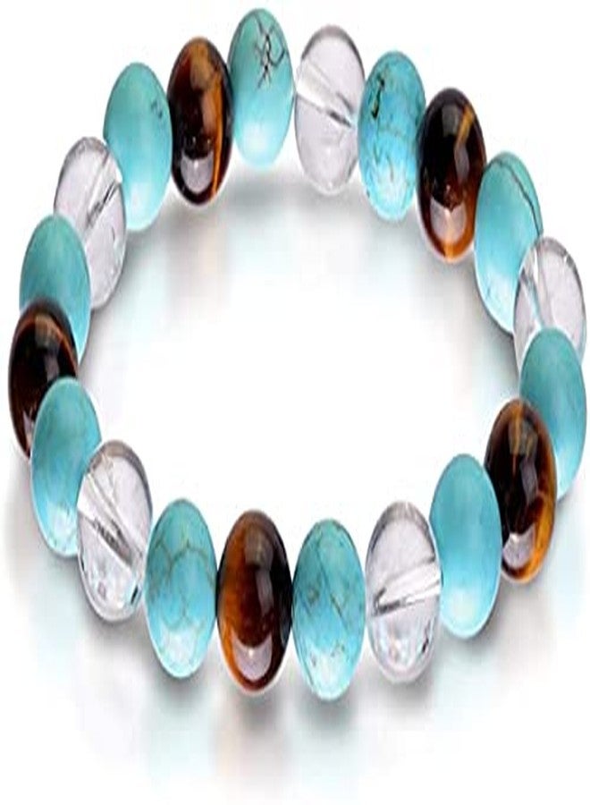 ASTROGHAR Clear Quartz Turquoise Tigers Eye Crystal Education And Study Crystal Bracelet For Men And Women - Image 1
