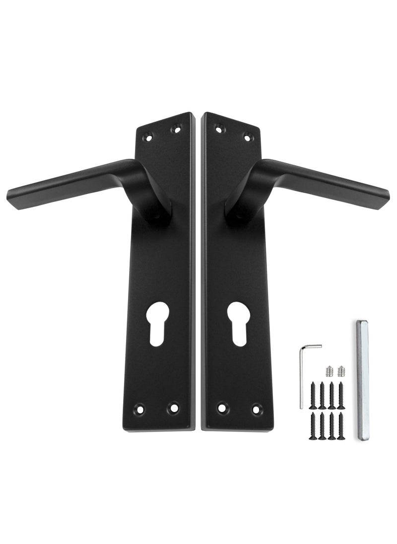 TISMpro Aluminum Mortise Door Plate Handle – Aluminum Lever with Iron Plate – Heavy-Duty, Rust-Resistant, Modern Design – Easy Installation – (TP-7002 Matt Black)  - Image 1