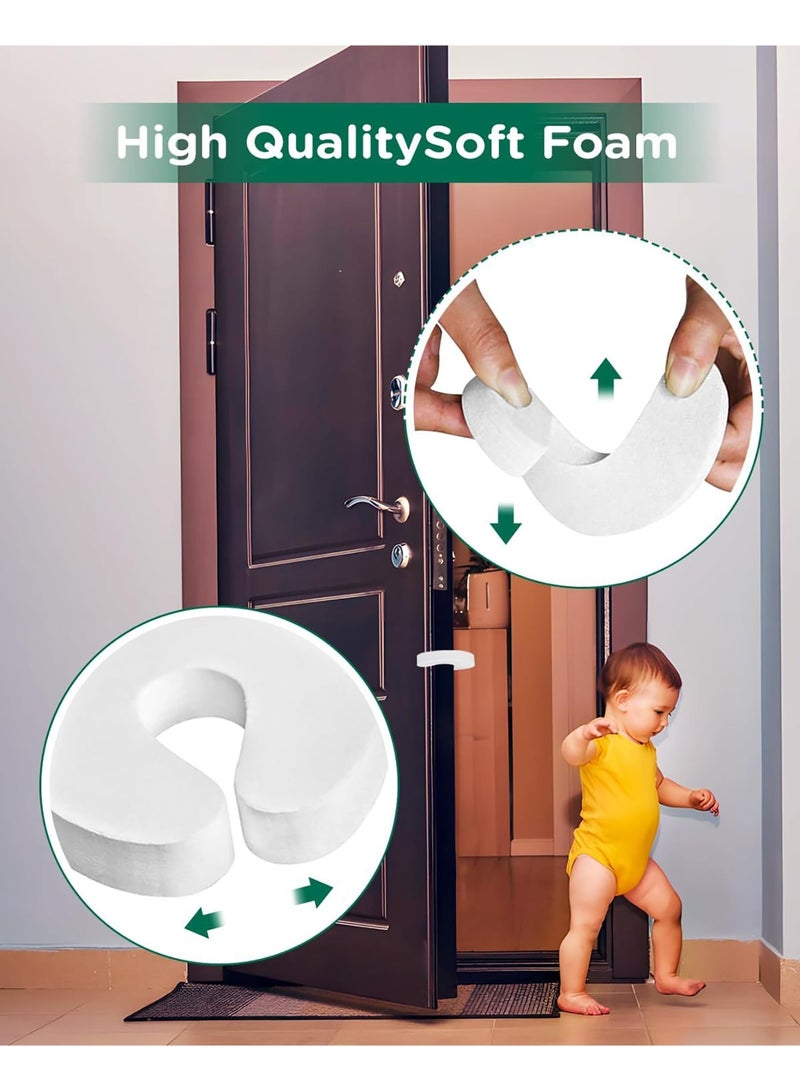 6 قطع واقي أمان للأبواب للأطفال، ممساك باب رقيق ومتين من الرغوة، يمنع إصابات الأصابع وانغلاق الأبواب المفاجئ، للمنزل، الأطفال، الحيوانات الأليفة، لجميع الأبواب (أبيض) - Image 3