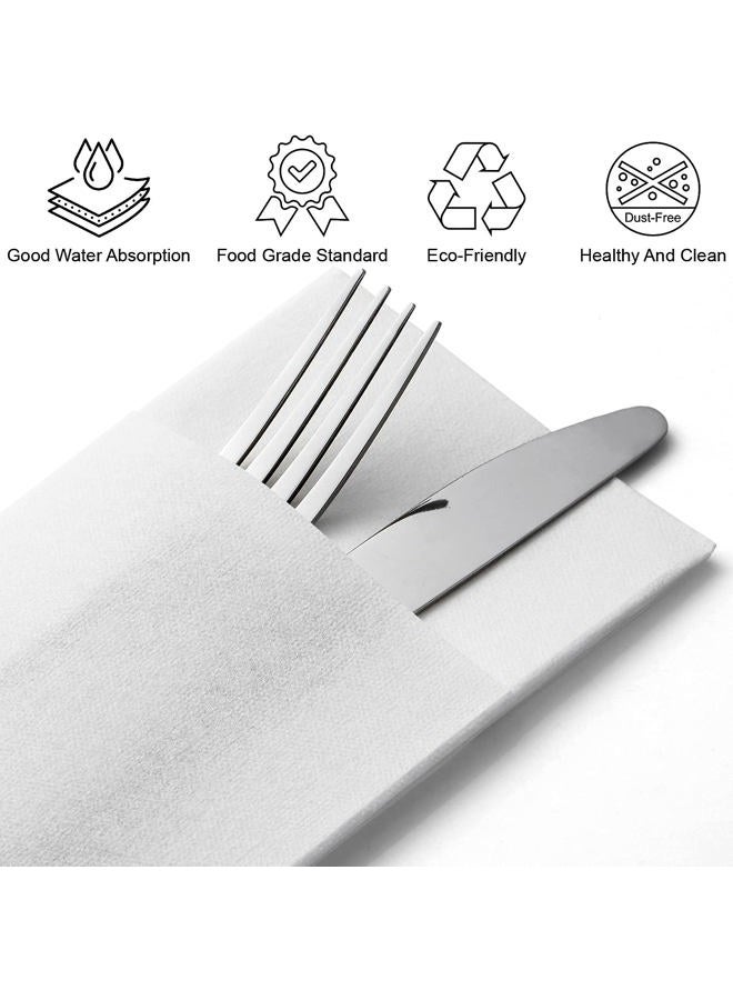 MORGIANA 50PCS White Pocket Napkins | Disposable Linen Feel Napkins with Built-in Flatware Pocket 1/8 Fold | Wedding Christmas Thanksgiving Birthday - Image 3