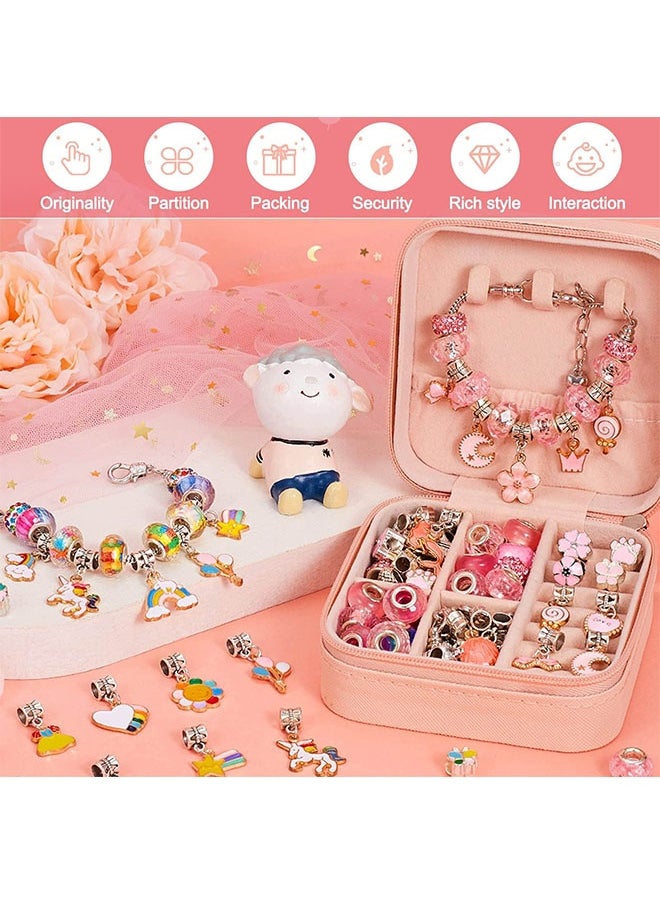 yumee Charm Bracelet Making Kit for Girls, Gift Box Contains 69Pcs of Jewelry Making kit for 6-12 Years Old Girls' Arts and DIY Crafts for Birthday Gift/Present  - Image 3