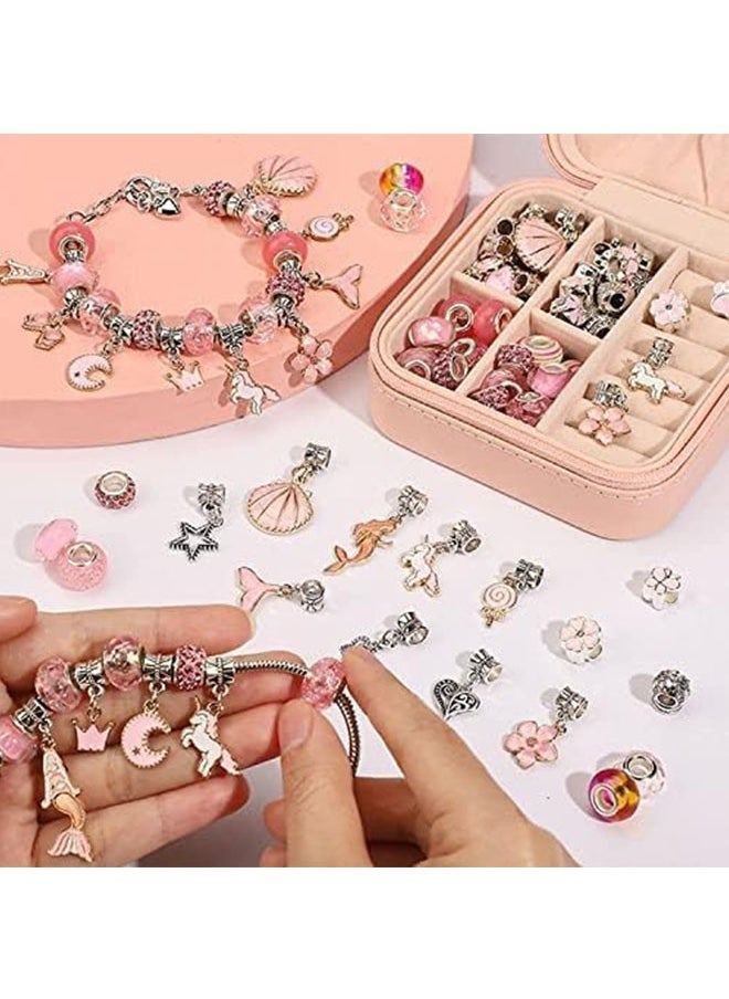 yumee Charm Bracelet Making Kit for Girls, Gift Box Contains 69Pcs of Jewelry Making kit for 6-12 Years Old Girls' Arts and DIY Crafts for Birthday Gift/Present  - Image 5
