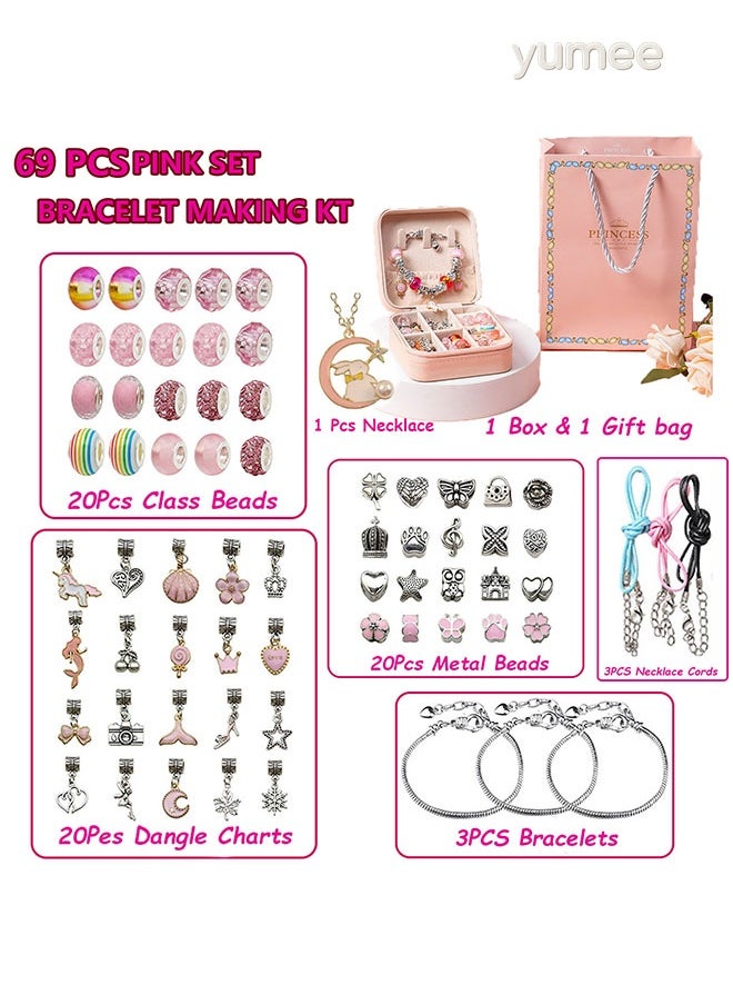 yumee Charm Bracelet Making Kit for Girls, Gift Box Contains 69Pcs of Jewelry Making kit for 6-12 Years Old Girls' Arts and DIY Crafts for Birthday Gift/Present  - Image 2