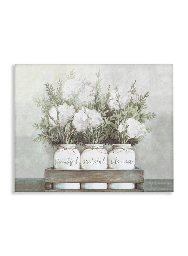 Stupell Industries Stupell Industries Pristine Hydrangea Bouquets Thankful Grateful Blessed Sentiment Canvas Wall Art Design by Dogwood Portfolio  - Image 1