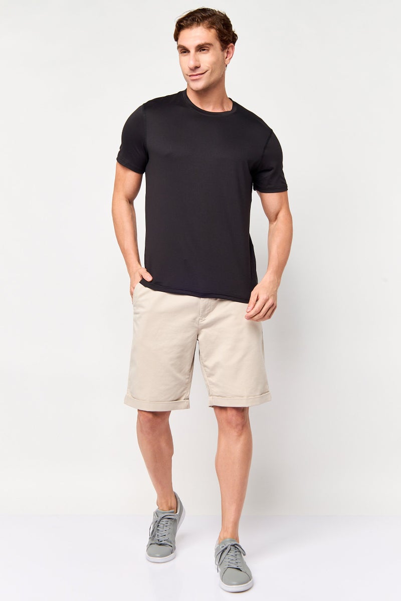 Celio Men Solid Basic Shorts, Beige - Image 2